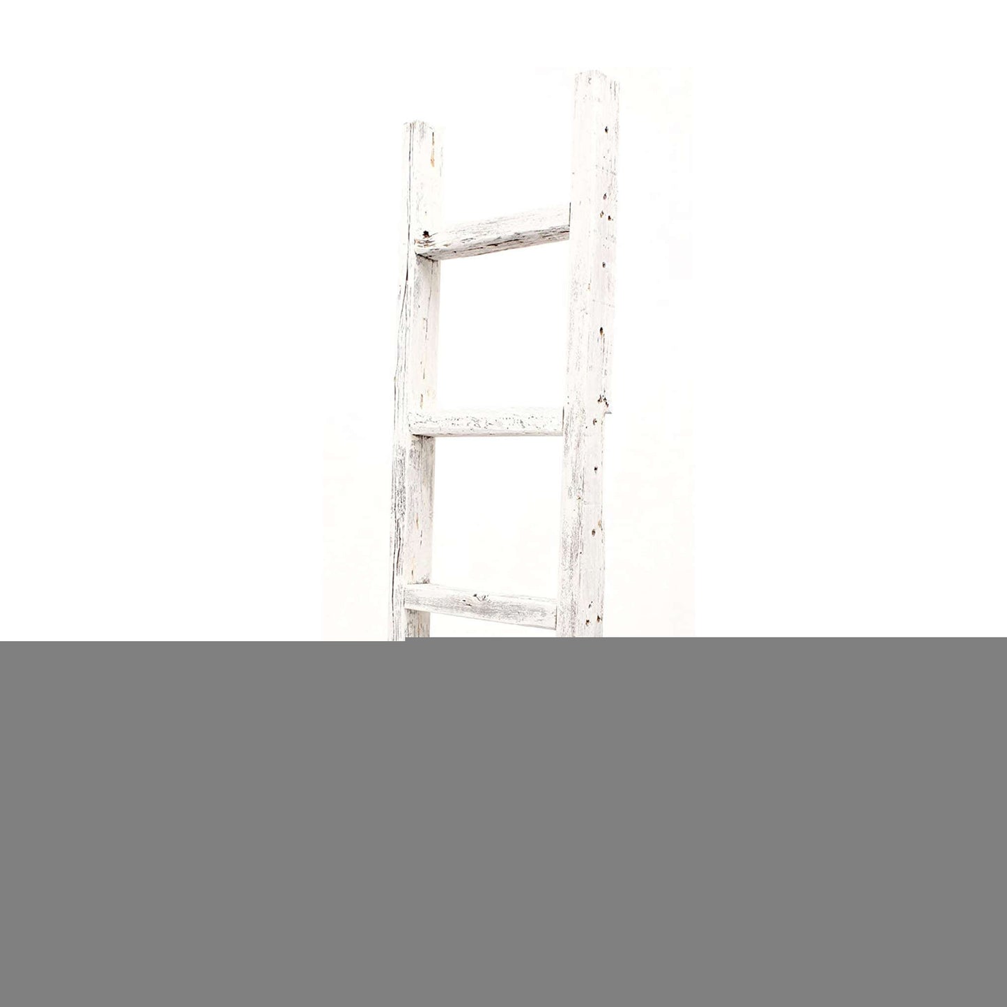 4 Step Rustic White Wood Ladder Shelf
