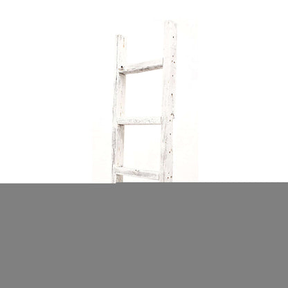 4 Step Rustic White Wood Ladder Shelf