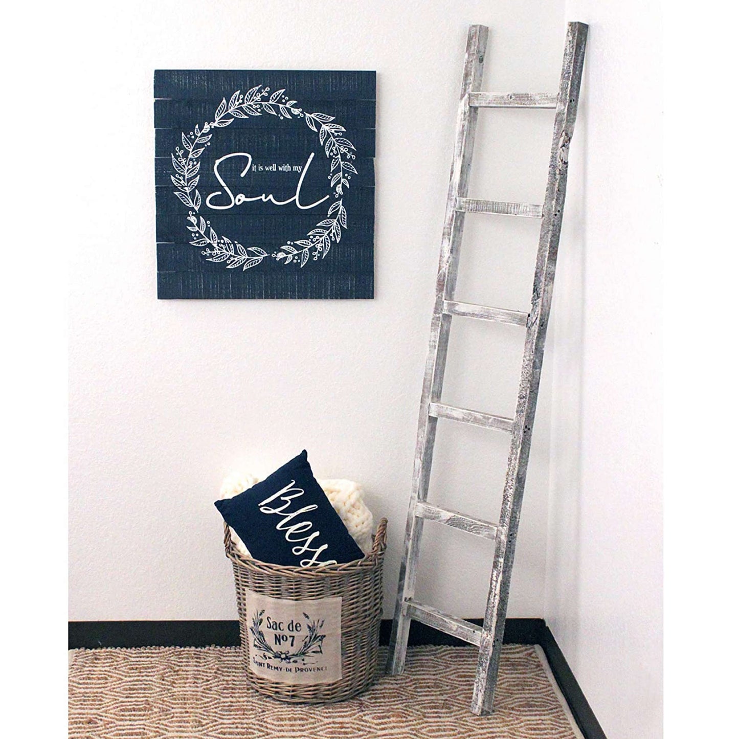 72" X 16" White Wood Hanging Dimensional Sculpture
