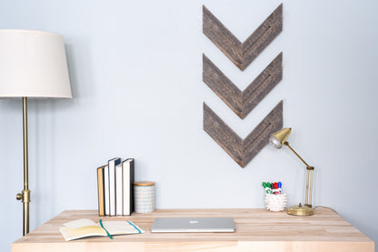 Set of Three Gray Distressed Wood Hanging Dimensional Sculptures