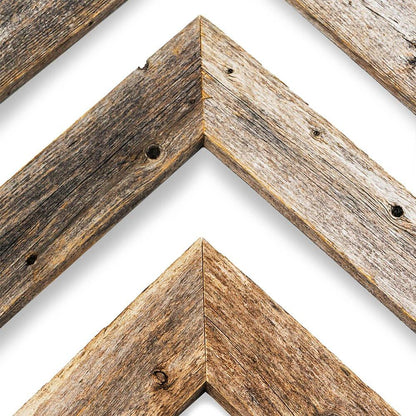 Set of Three Gray Distressed Wood Hanging Dimensional Sculptures