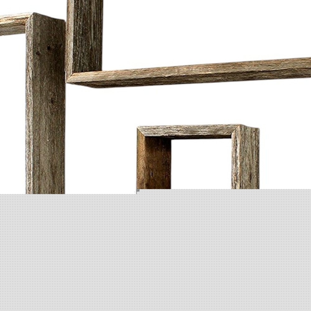 Set of Three Gray Wood Hanging Dimensional Sculpture