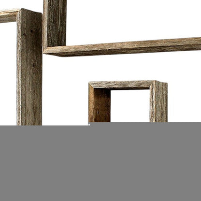 Set of Three Gray Wood Hanging Dimensional Sculpture