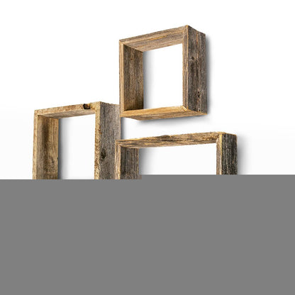 Rustic Farmhouse Set Of 3 Square Shadow Box Shelves