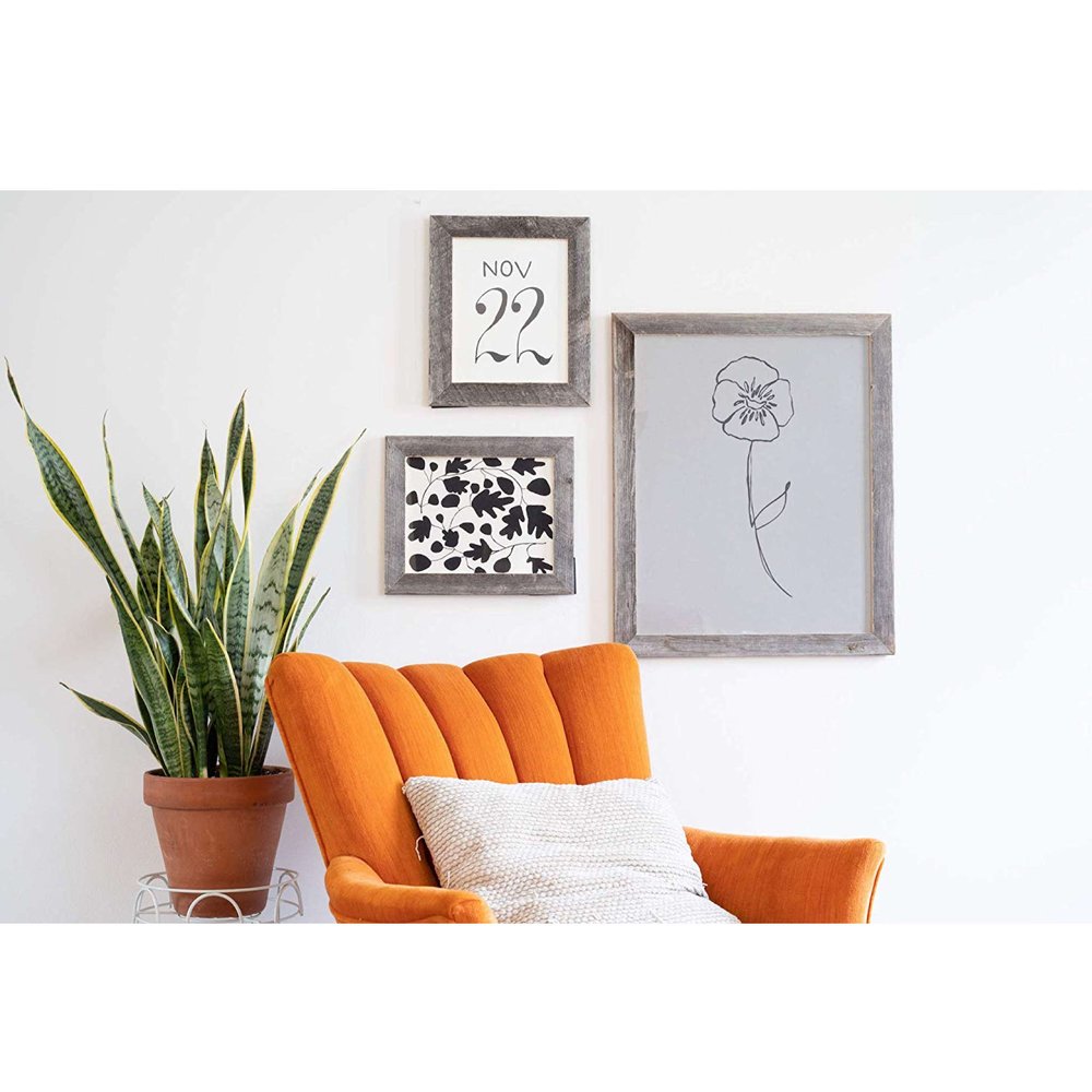 13" x 19" Gray Solid Wood Hanging Picture Frame