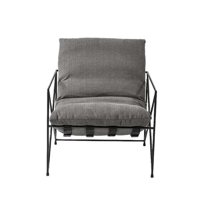 30" Gray and Black Linen Lounge Chair