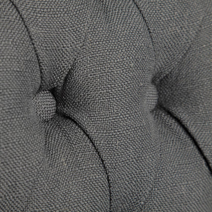 Tufted Gray and Brown Upholstered Linen Wing Back Dining Side Chair