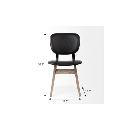 Black and Brown Faux Leather Open Back Dining Side Chair