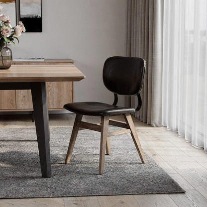 Black and Brown Faux Leather Open Back Dining Side Chair
