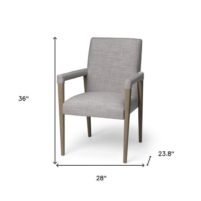 Gray and Brown Upholstered Fabric King Louis Back Dining Arm Chair