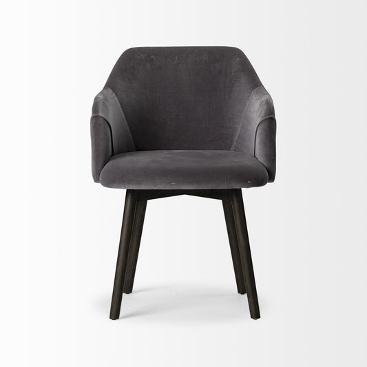 Gray and Black Upholstered Fabric Dining Arm Chair