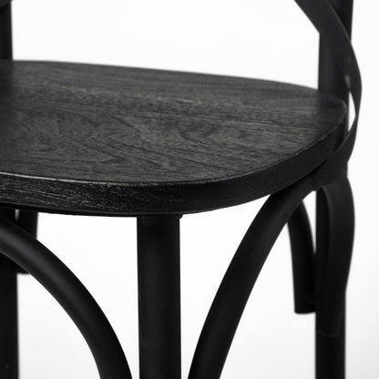 Set of Two Black Cross Back Dining Side Chairs