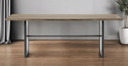 84" Brown Solid Wood Sled Base Dining Table