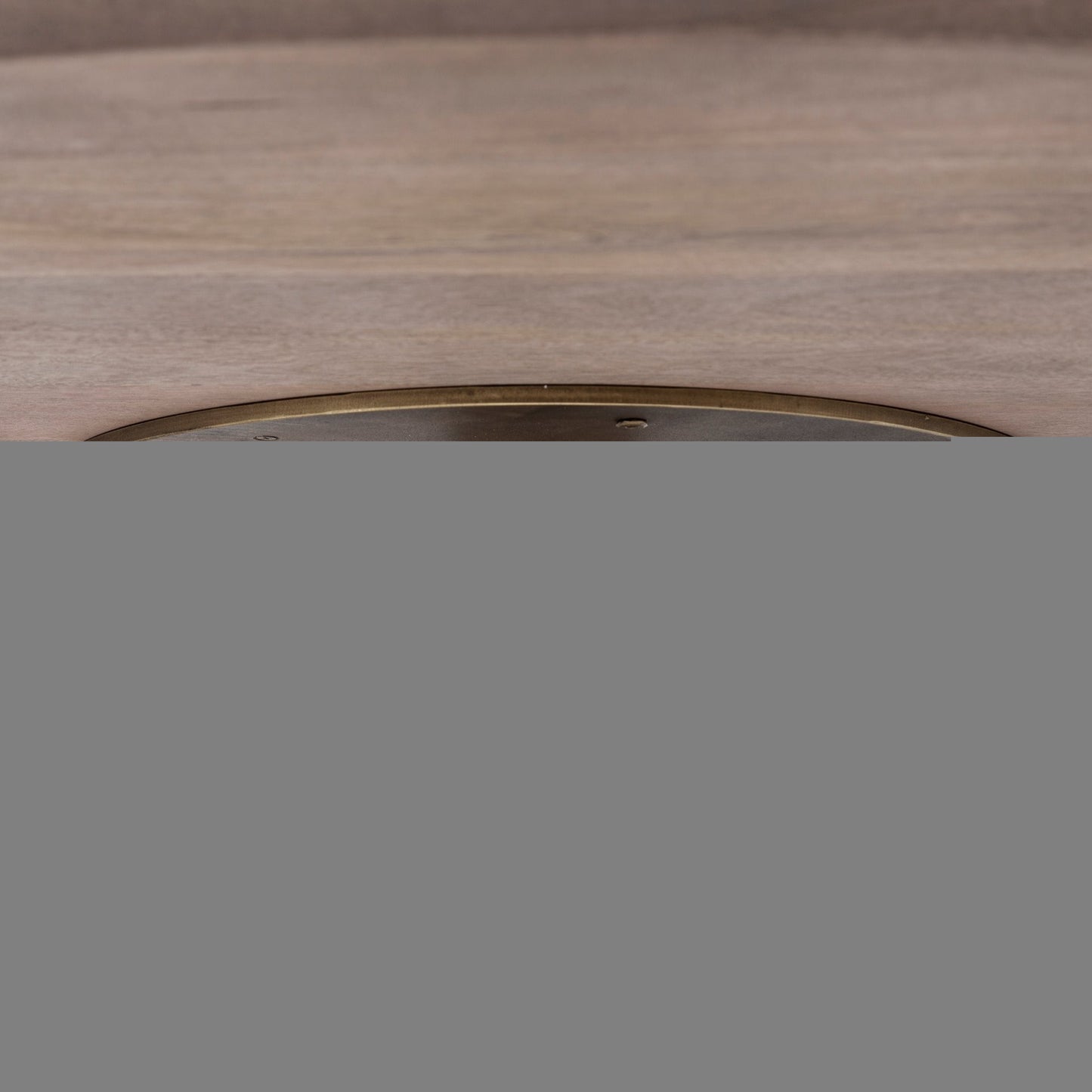 54" Brown And Gold Rounded Solid Wood And Metal Pedestal Base Dining Table