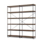 88" Black And Brown Iron and Wood Five Tier Bookcase