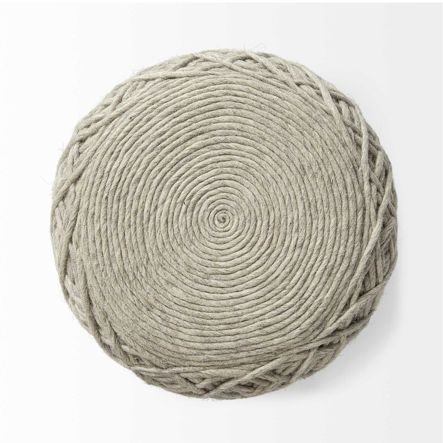 16" Ivory Upholstery Cylinder Abstract Pouf Ottoman