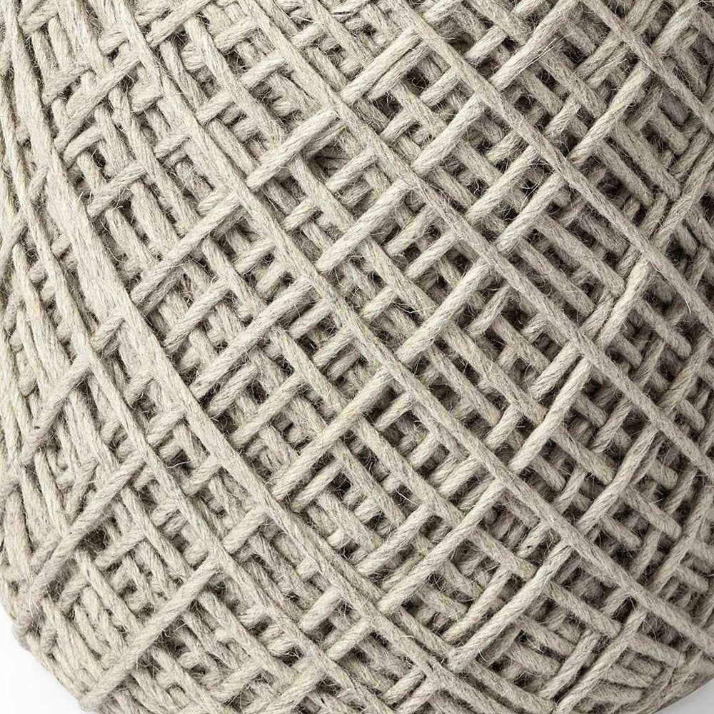 16" Ivory Upholstery Cylinder Abstract Pouf Ottoman