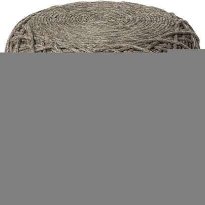 16" Brown Upholstery Cylinder Abstract Pouf Ottoman