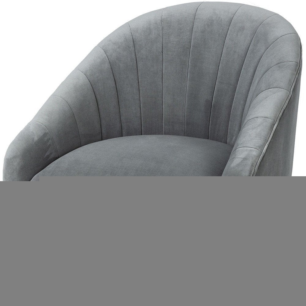 29" Gray and Copper Velvet Lounge Chair