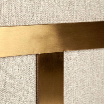 31" Cream and Gold Fabric Arm Chair