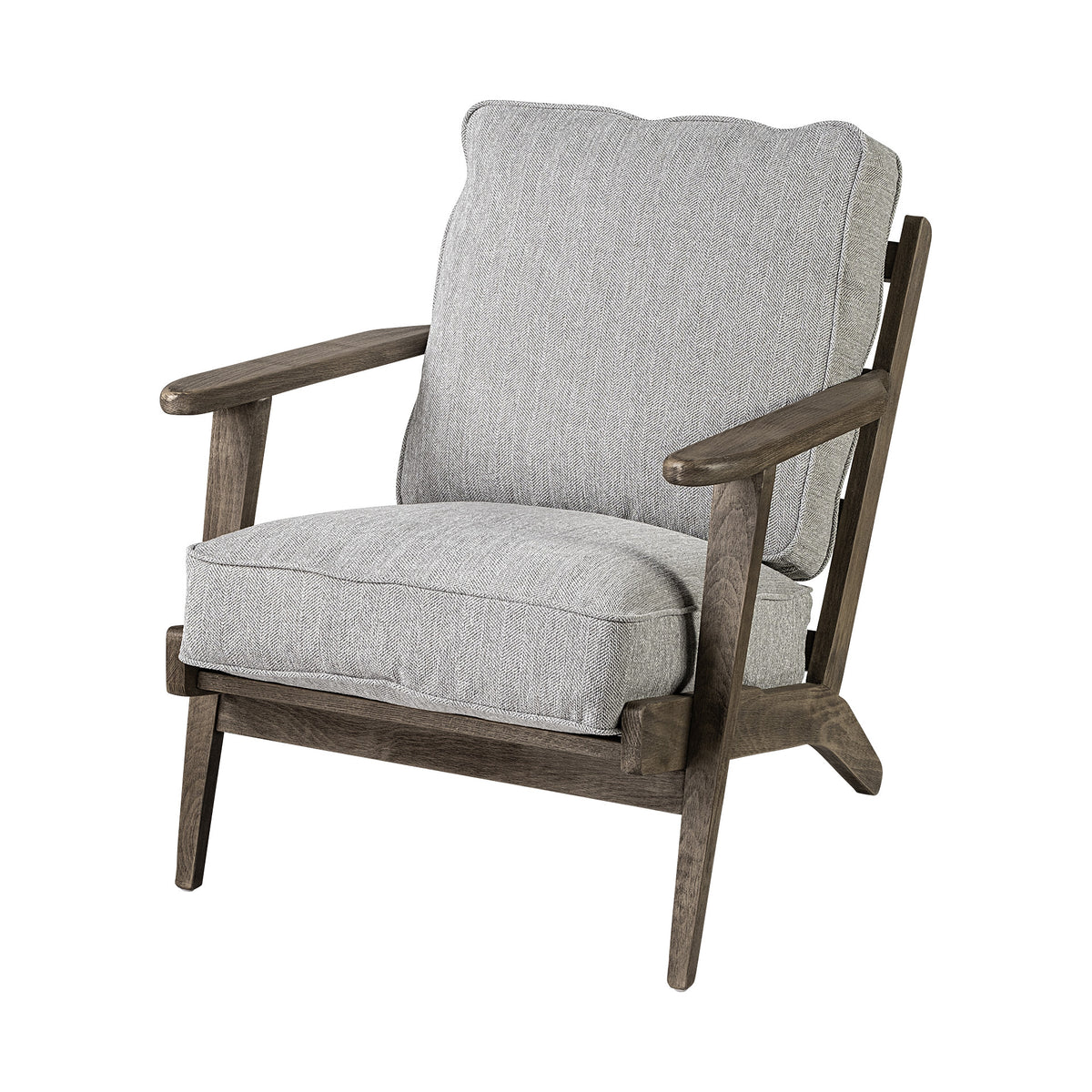 31" Light Gray and Brown Fabric Lounge Chair