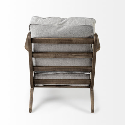 31" Light Gray and Brown Fabric Lounge Chair