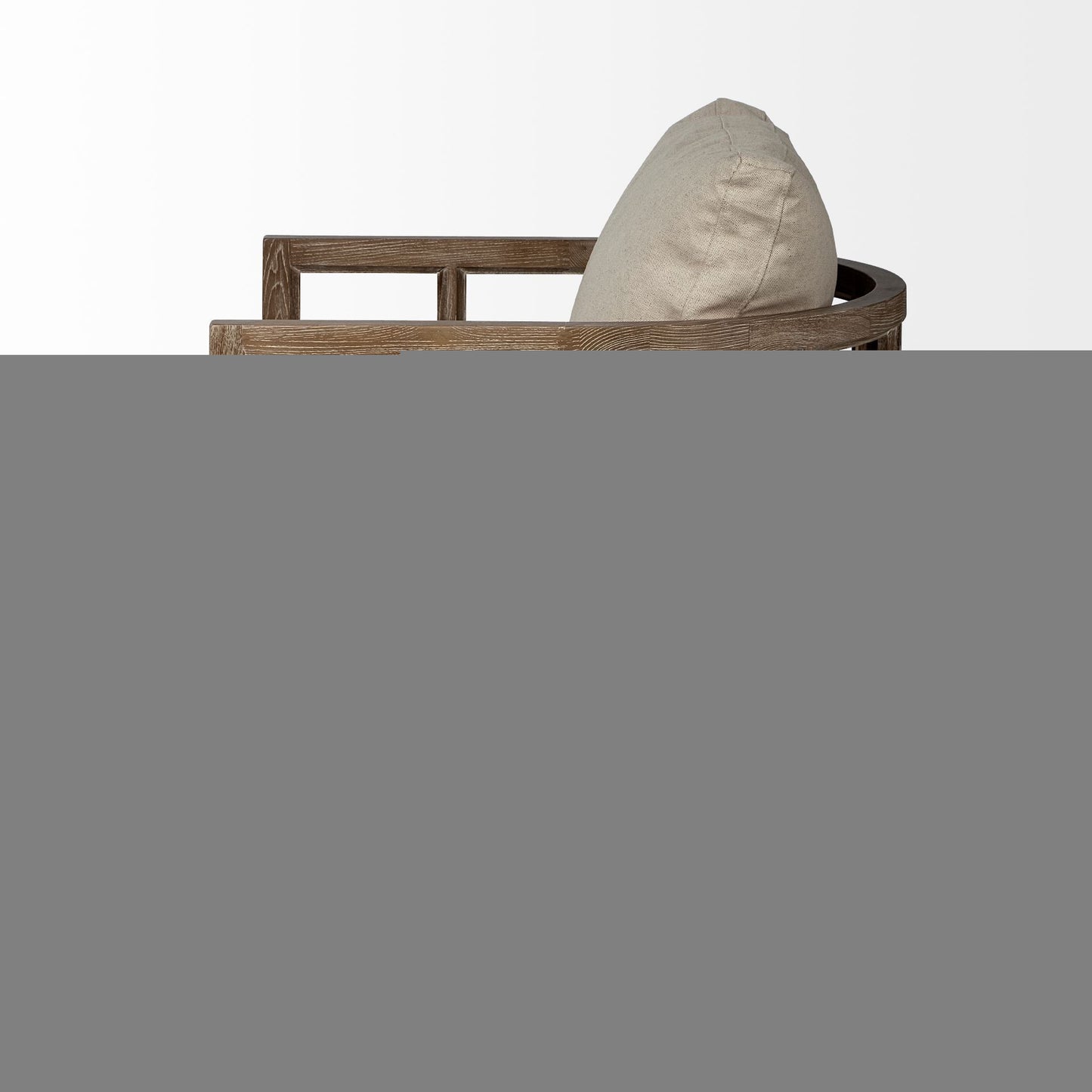 30" Cream and Brown Fabric Arm Chair