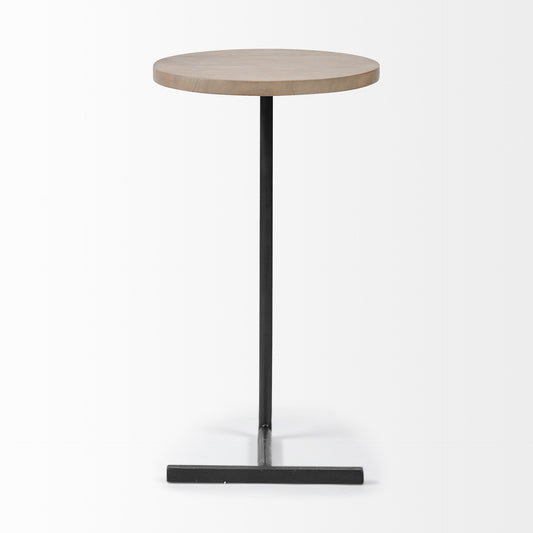 15" Natural and Black Solid Wood and Metal