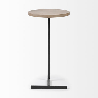 15" Natural and Black Solid Wood and Metal