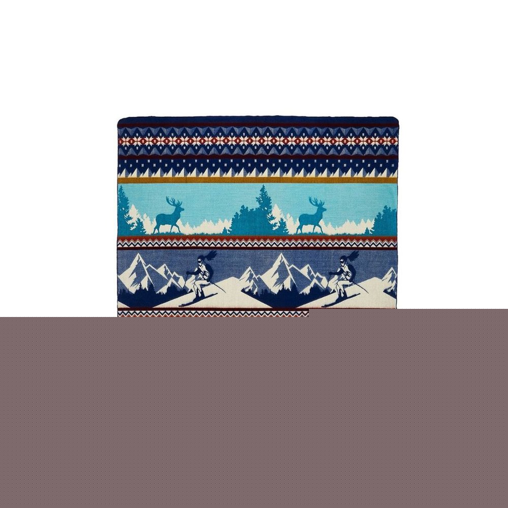Ultra Soft Blue Ski Mountain Handmade Queen Size Woven Blanket