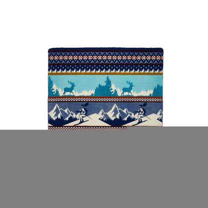 Ultra Soft Blue Ski Mountain Handmade Queen Size Woven Blanket