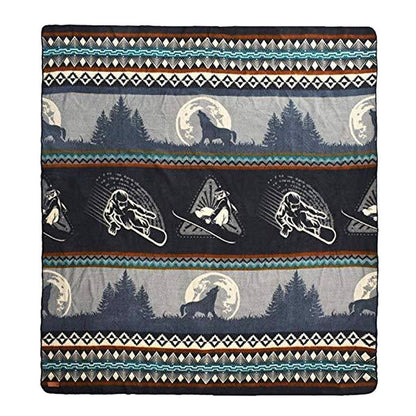 Ultra Soft Gray and White Snowboarder Handmade Queen Size Woven Blanket