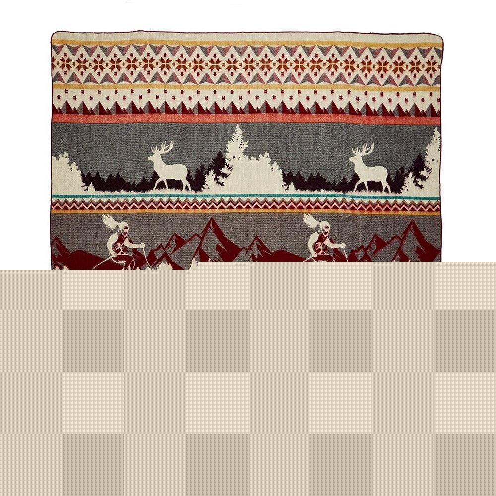 Ultra Soft Red Ski Mountain Handmade Queen Size Woven Blanket