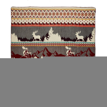 Ultra Soft Red Ski Mountain Handmade Queen Size Woven Blanket