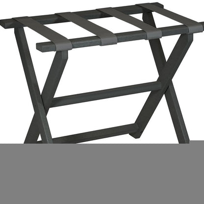 Earth Friendly Dark Gray Folding Luggage Rack With Gray Straps