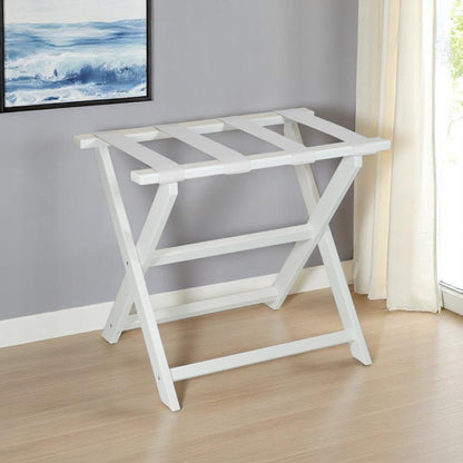 Earth Friendly White Folding Luggage Rack With White Straps
