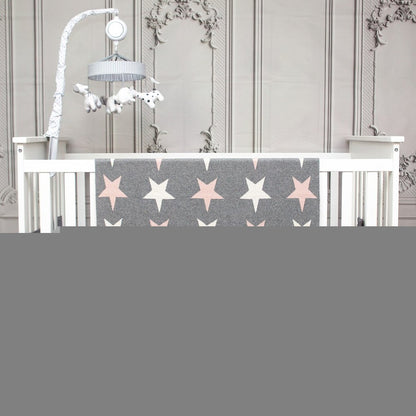 Grey Ivory And Pink Stars Knitted Baby Blanket