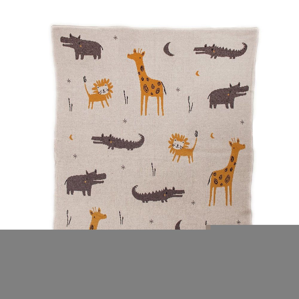 Zoo Animals Woven Knitted Baby Blanket