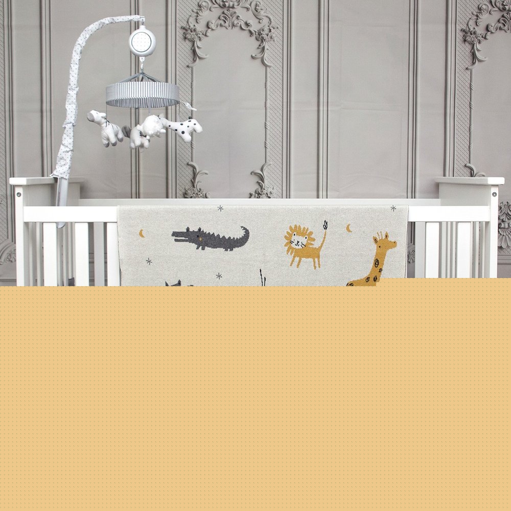 Zoo Animals Woven Knitted Baby Blanket