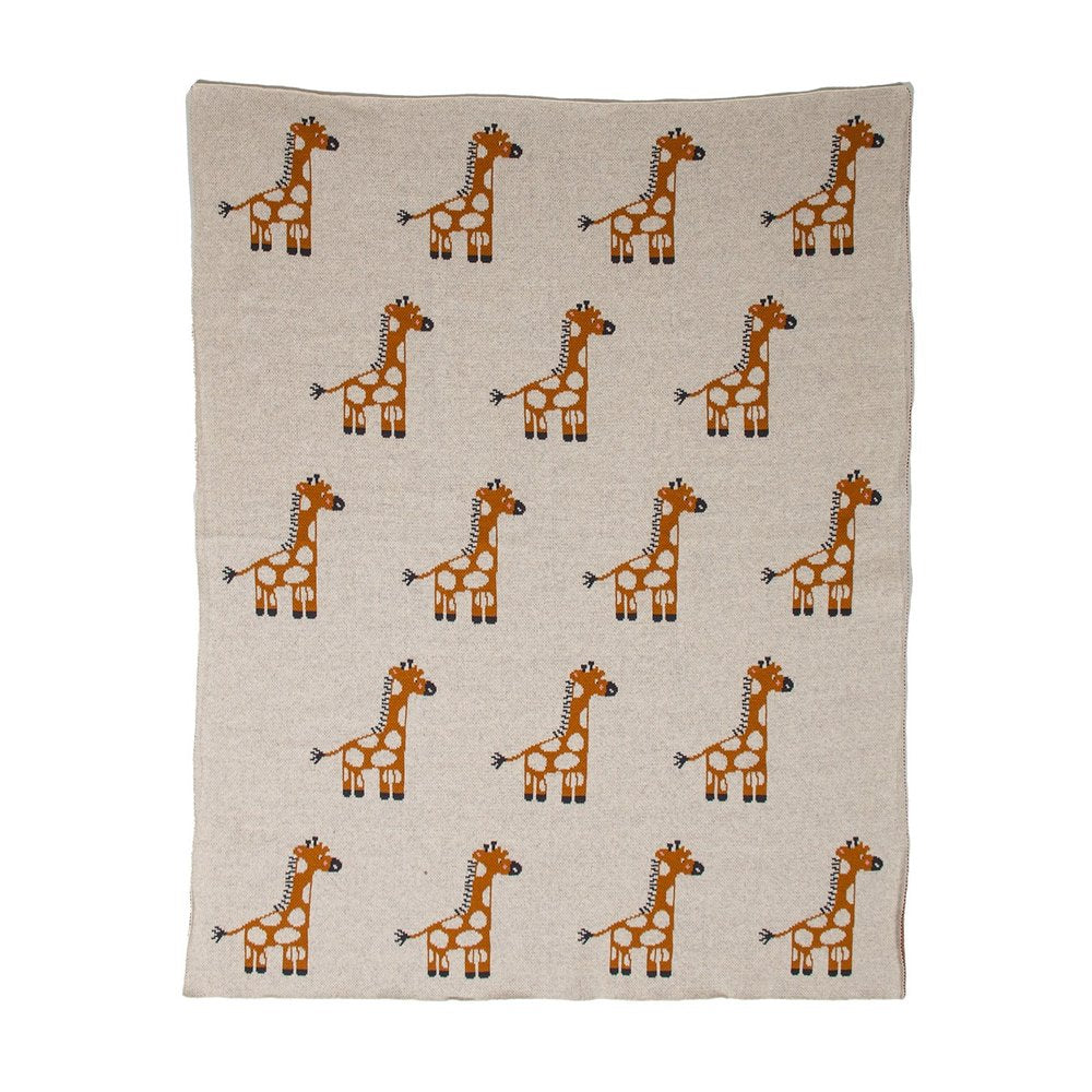 32" X 40" Orange And White Cotton Giraffe Plush Baby Blanket