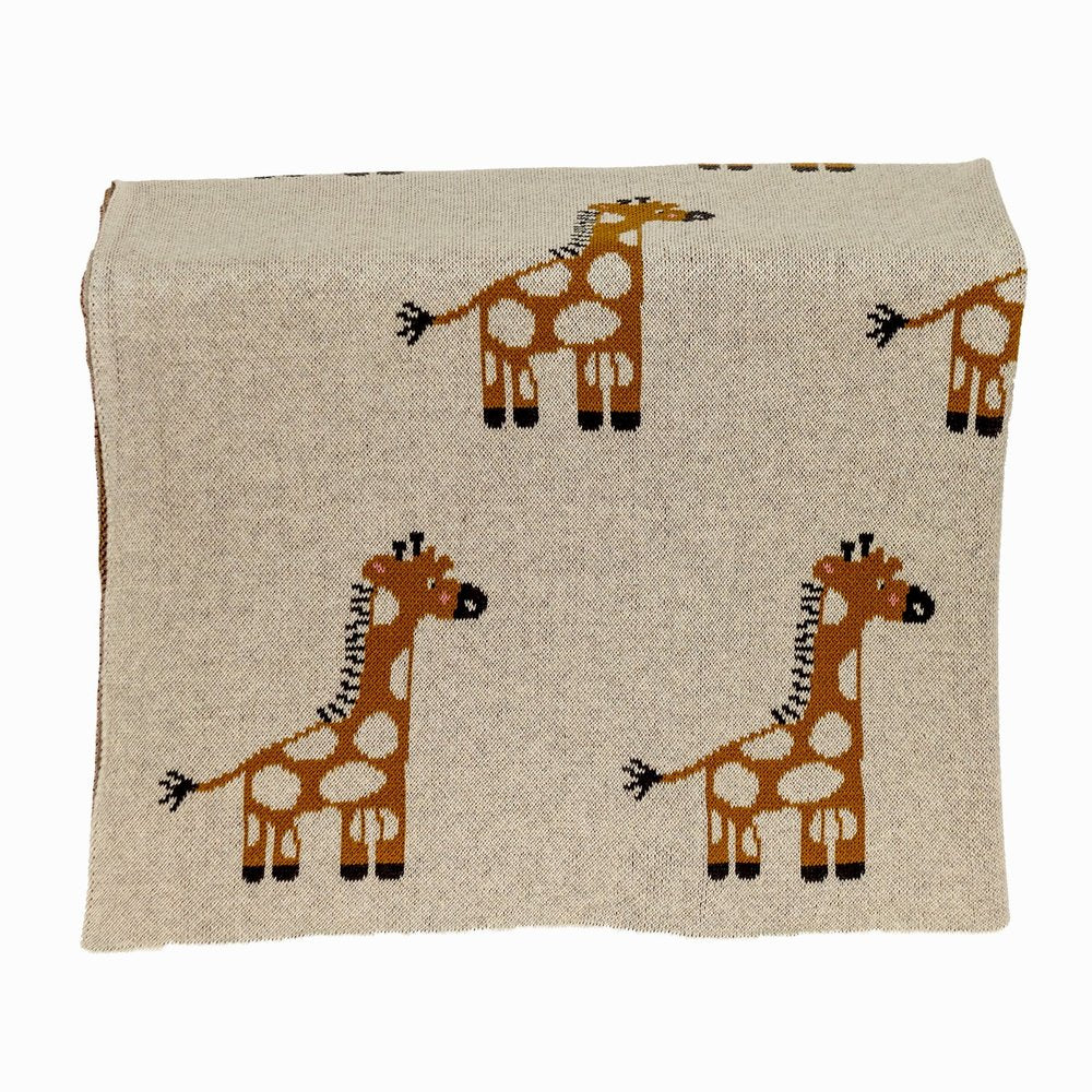 32" X 40" Orange And White Cotton Giraffe Plush Baby Blanket