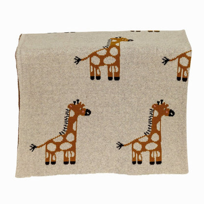 32" X 40" Orange And White Cotton Giraffe Plush Baby Blanket
