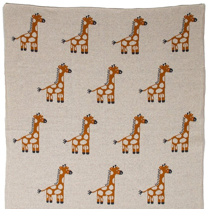 32" X 40" Orange And White Cotton Giraffe Plush Baby Blanket