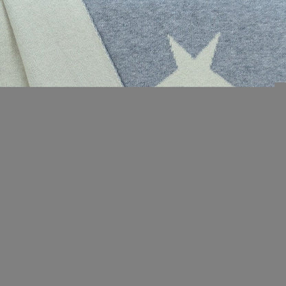 Gray And White Stars Knitted Throw Blanket