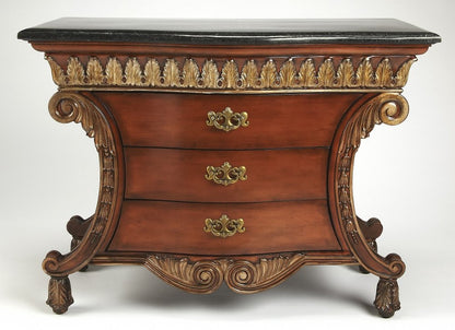 48" Brown and Black Solid Wood Three Drawer Sideboard
