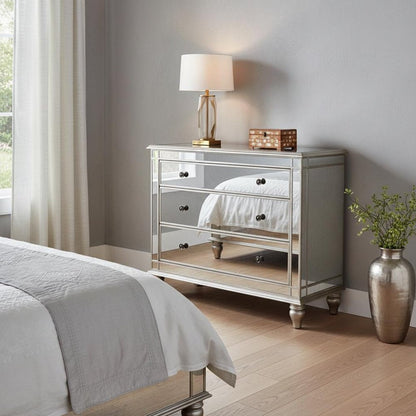 Rectangle Mirrored Three Drawer Console Storage Chest