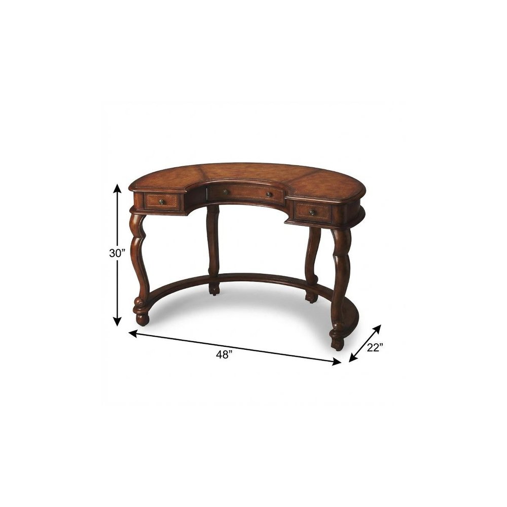 48" Brown Wood Solid and Manufactured Wood Kidney Writing Desk