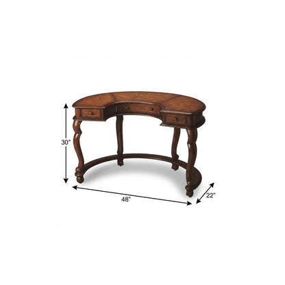 48" Brown Wood Solid and Manufactured Wood Kidney Writing Desk