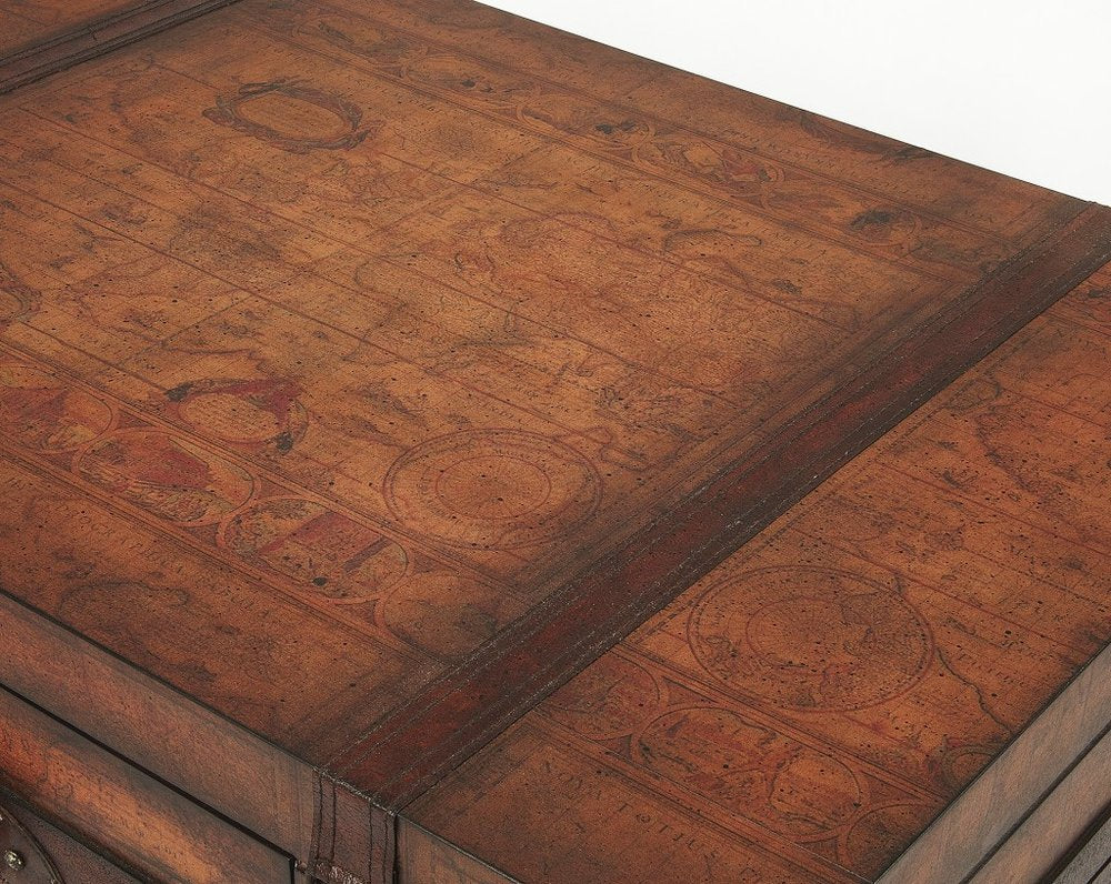 36" Brown Wood Coffee Table With Drawer