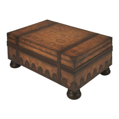 36" Brown Wood Coffee Table With Drawer